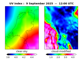 UV index map at 1200 UTC