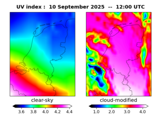 UV index map at 1200 UTC