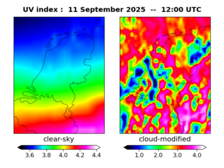 UV index map at 1200 UTC