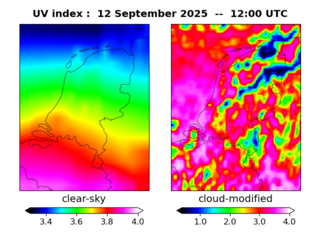 UV index map at 1200 UTC