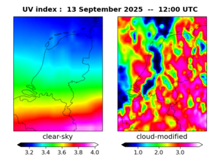 UV index map at 1200 UTC