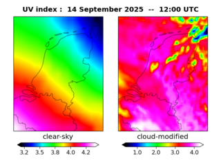 UV index map at 1200 UTC