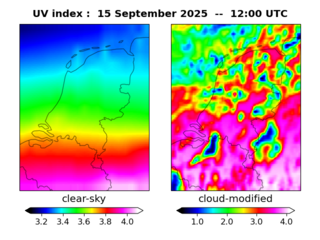 UV index map at 1200 UTC