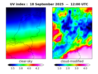UV index map at 1200 UTC