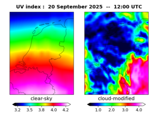 UV index map at 1200 UTC