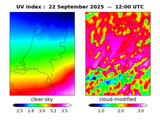 UV index map at 1200 UTC