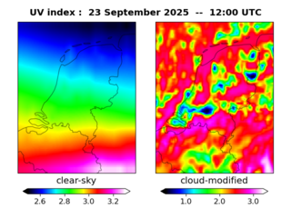 UV index map at 1200 UTC