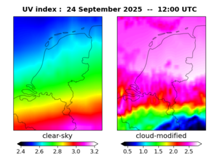 UV index map at 1200 UTC