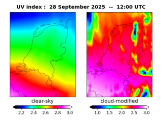 UV index map at 1200 UTC