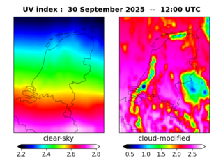 UV index map at 1200 UTC