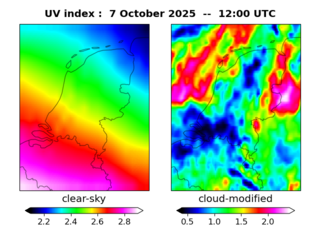 UV index map at 1200 UTC