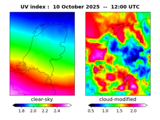 UV index map at 1200 UTC