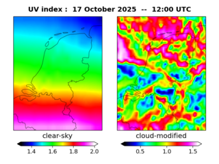 UV index map at 1200 UTC