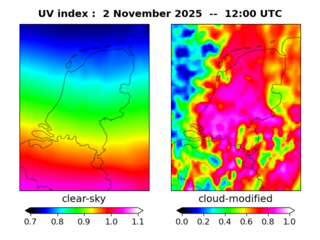 UV index map at 1200 UTC