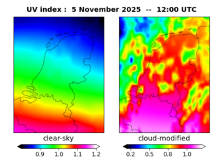 UV index map at 1200 UTC