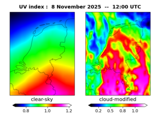 UV index map at 1200 UTC