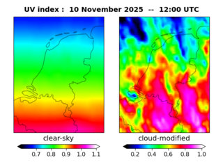 UV index map at 1200 UTC