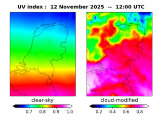 UV index map at 1200 UTC