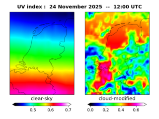 UV index map at 1200 UTC
