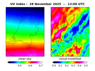 UV index map at 1200 UTC