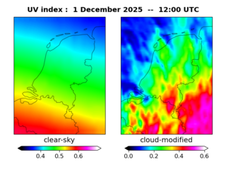 UV index map at 1200 UTC