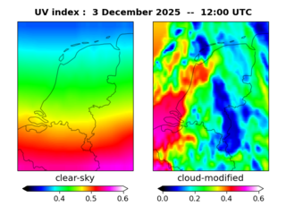 UV index map at 1200 UTC