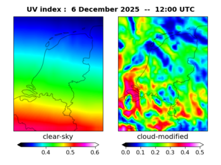 UV index map at 1200 UTC