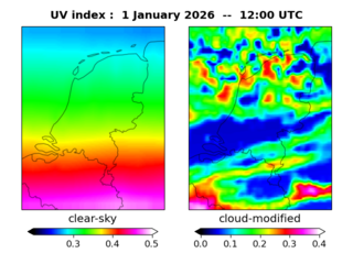 UV index map at 1200 UTC