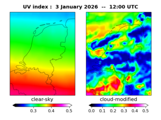 UV index map at 1200 UTC