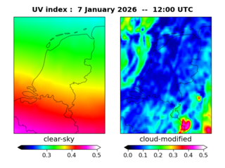 UV index map at 1200 UTC