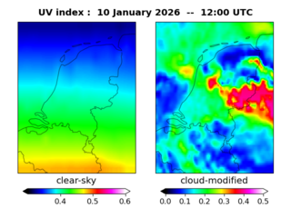 UV index map at 1200 UTC
