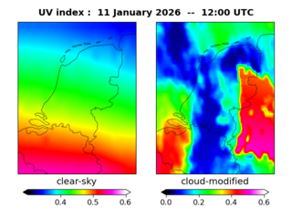 UV index map at 1200 UTC