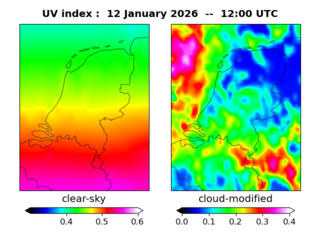 UV index map at 1200 UTC