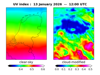 UV index map at 1200 UTC