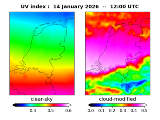 UV index map at 1200 UTC