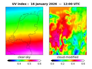UV index map at 1200 UTC
