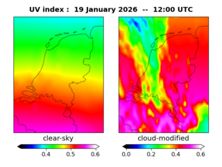 UV index map at 1200 UTC