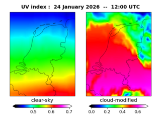 UV index map at 1200 UTC