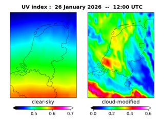 UV index map at 1200 UTC