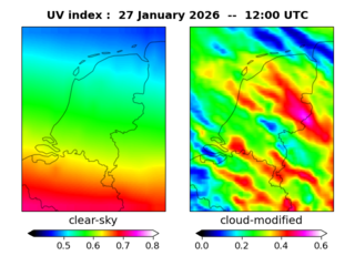 UV index map at 1200 UTC