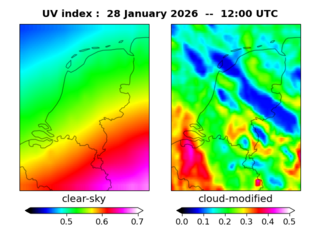 UV index map at 1200 UTC