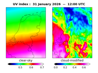 UV index map at 1200 UTC