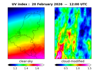 UV index map at 1200 UTC