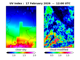 UV index map at 1200 UTC