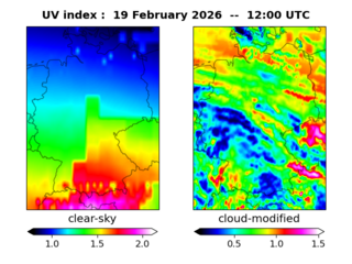 UV index map at 1200 UTC