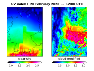 UV index map at 1200 UTC