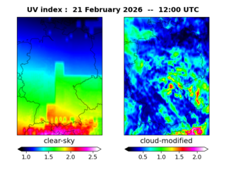 UV index map at 1200 UTC