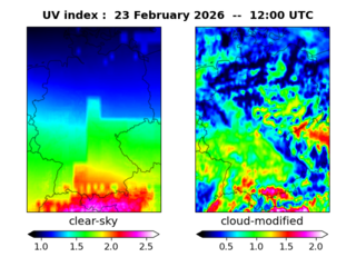 UV index map at 1200 UTC