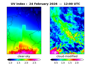 UV index map at 1200 UTC