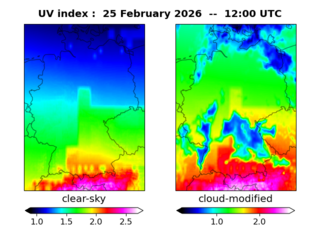 UV index map at 1200 UTC